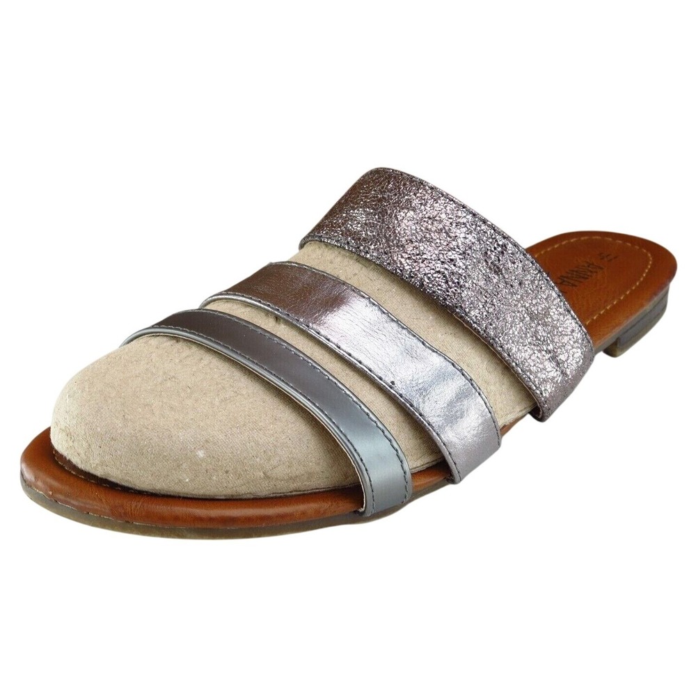 Anna K. Size 41 M Women Sandal Slide Silver Synthetic‎